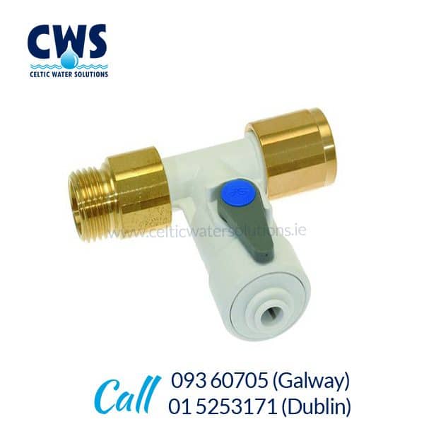 ASV10 John Guest 1/2″ Female to 1/2″ Male with 1/4″ Shut off Tap